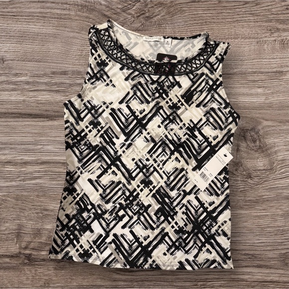 Notations Black and White Geometric Tank Top NWT LP - Picture 1 of 6